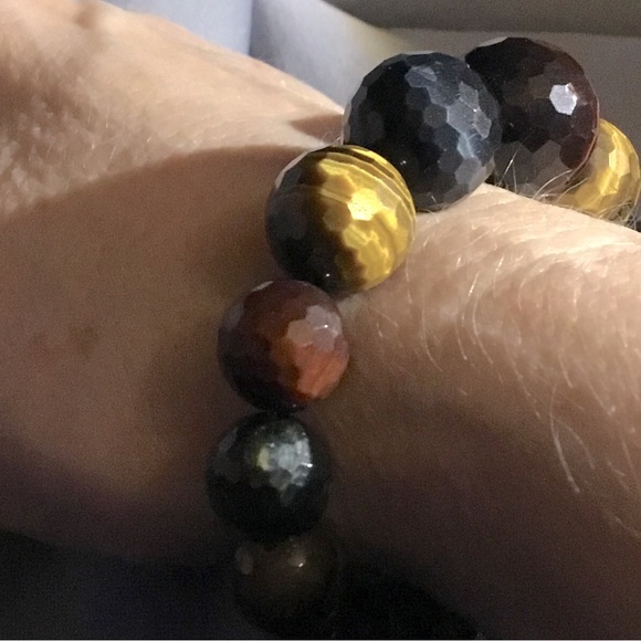 Multi-Color Tiger Eye Gem Cut Bracelet~Made of Stone - Picture 4 of 5